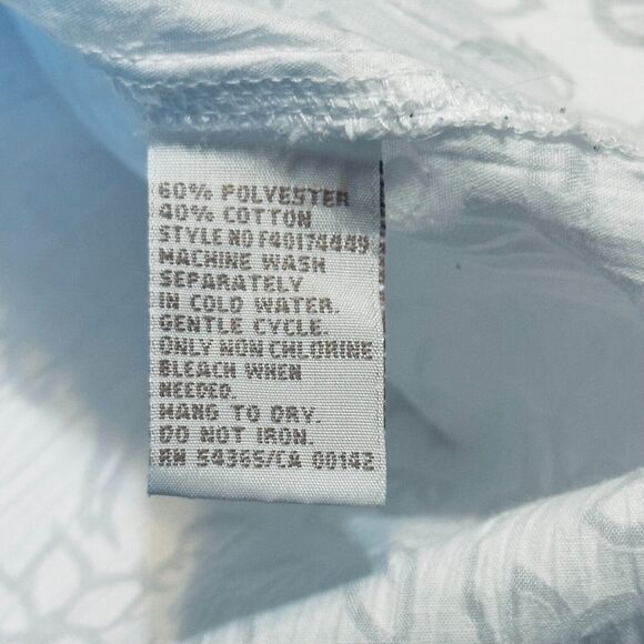 TanJay White Button Up Shirt Top Size 10 Boho Cottage Embroidered Black Flowers - Picture 7 of 7